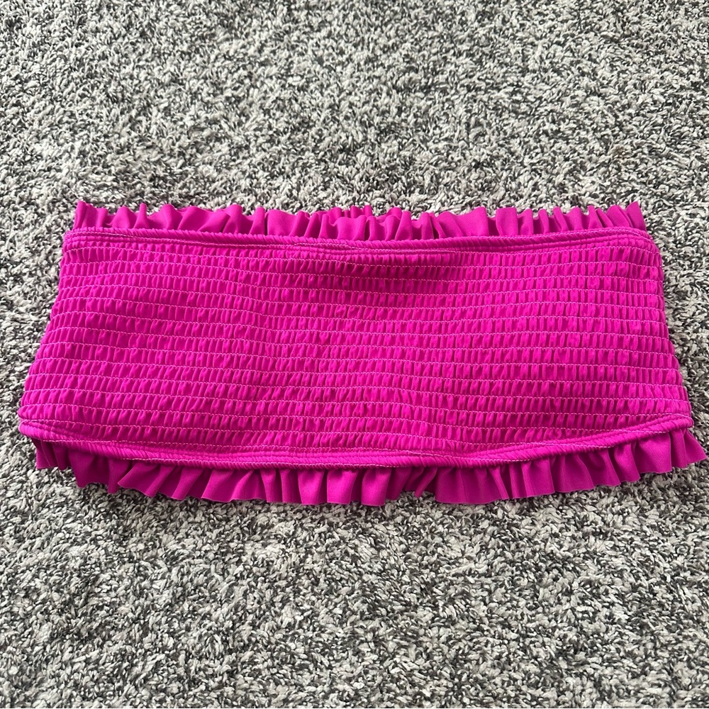 Pink Lily Ruffle Strapless Bikini Bathing Suit Top